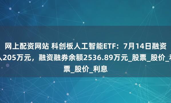 网上配资网站 科创板人工智能ETF：7月14日融资买入205万元，融资融券余额2536.89万元_股票_股价_利息